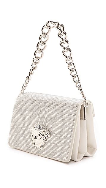 versace swarovski crystal shoulder bag white silver|net a porter Versace bag.